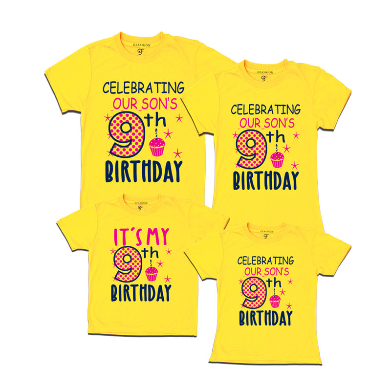 Celebrating 9th Birthday T-shirts For Son With Family in Yellow Color available @ gfashion.jpg