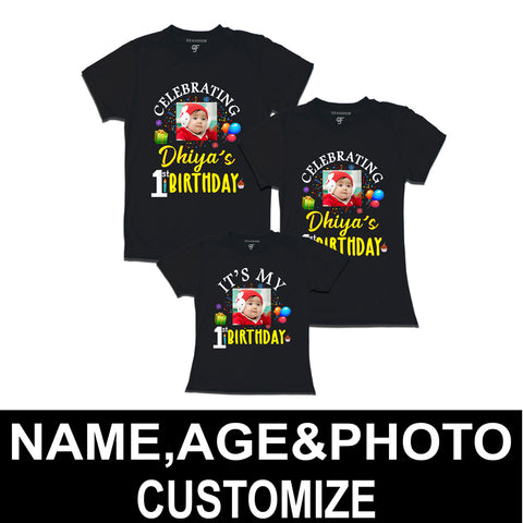 Celebrating Birthday Photo T-shirts for Dad Mom and Daughter in Black Color available @ gfashion.jpg
