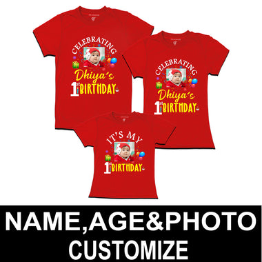 Celebrating Birthday Photo T-shirts for Dad Mom and Daughter in Red Color available @ gfashion.jpg