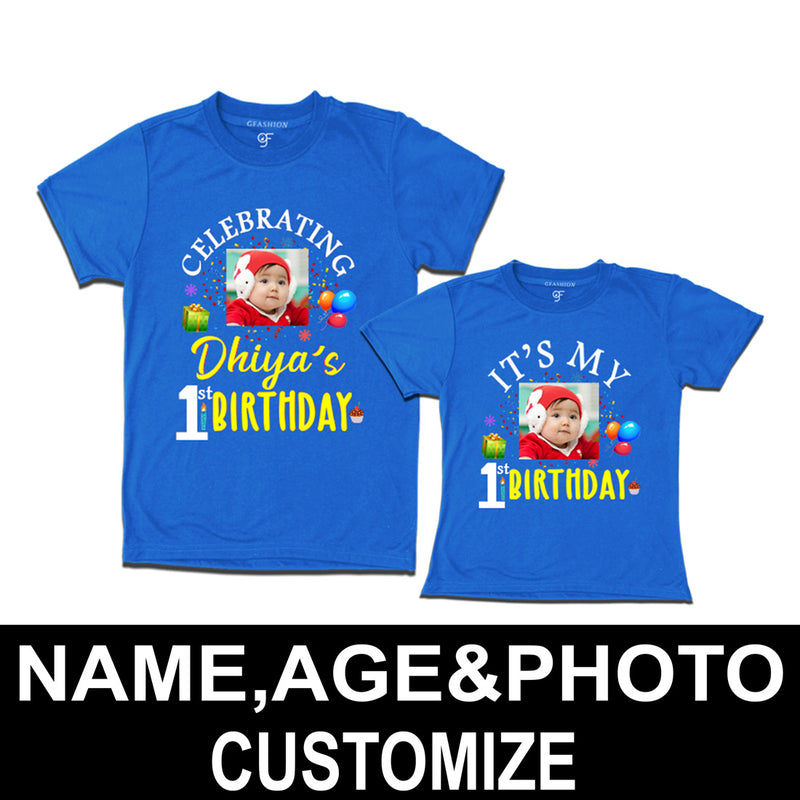 Celebrating Birthday Photo T-shirts for Dad and Daughter in Blue Color available @ gfashion.jpg
