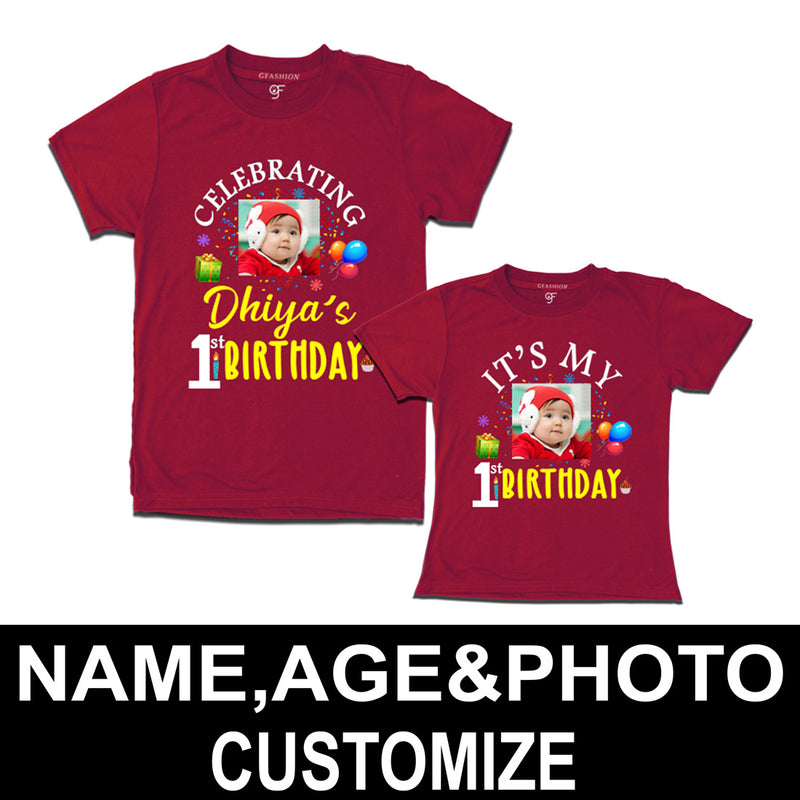 Celebrating Birthday Photo T-shirts for Dad and Daughter in Maroon Color available @ gfashion.jpg