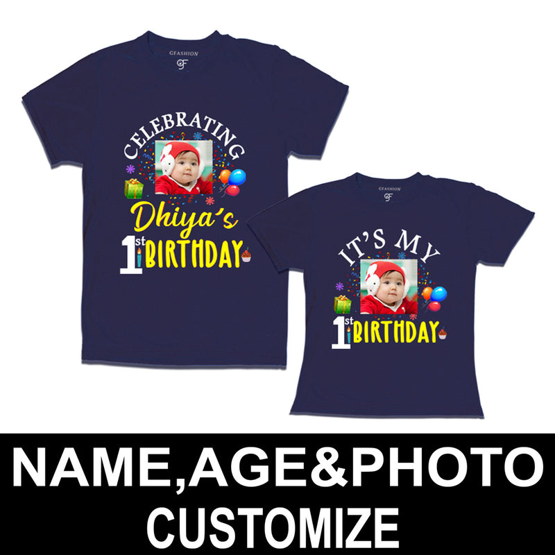 Celebrating Birthday Photo T-shirts for Dad and Daughter in Navy Color available @ gfashion.jpg