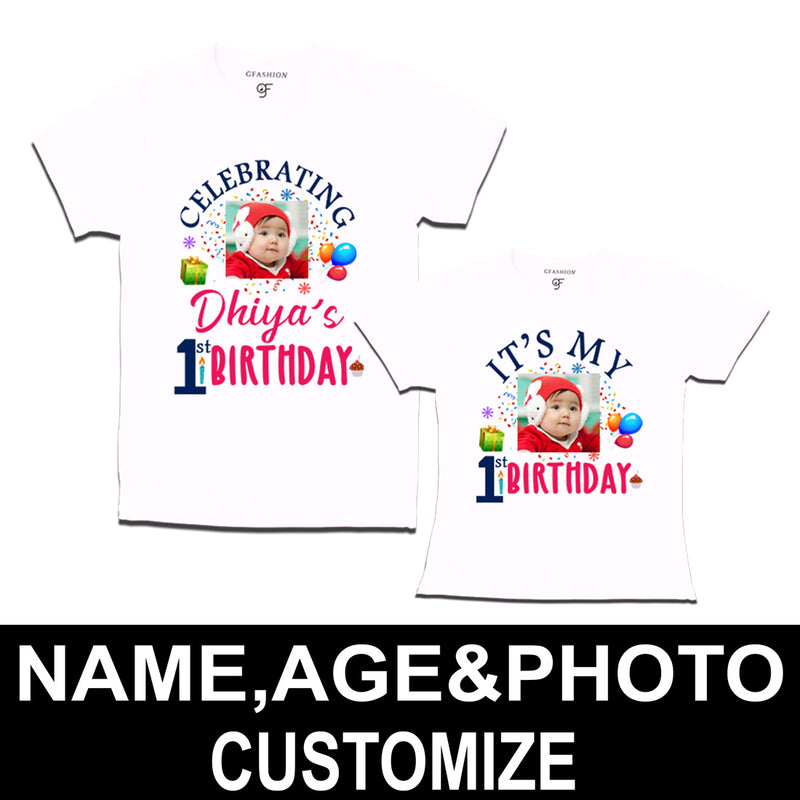 Celebrating Birthday Photo T-shirts for Dad and Daughter in White Color available @ gfashion.jpg