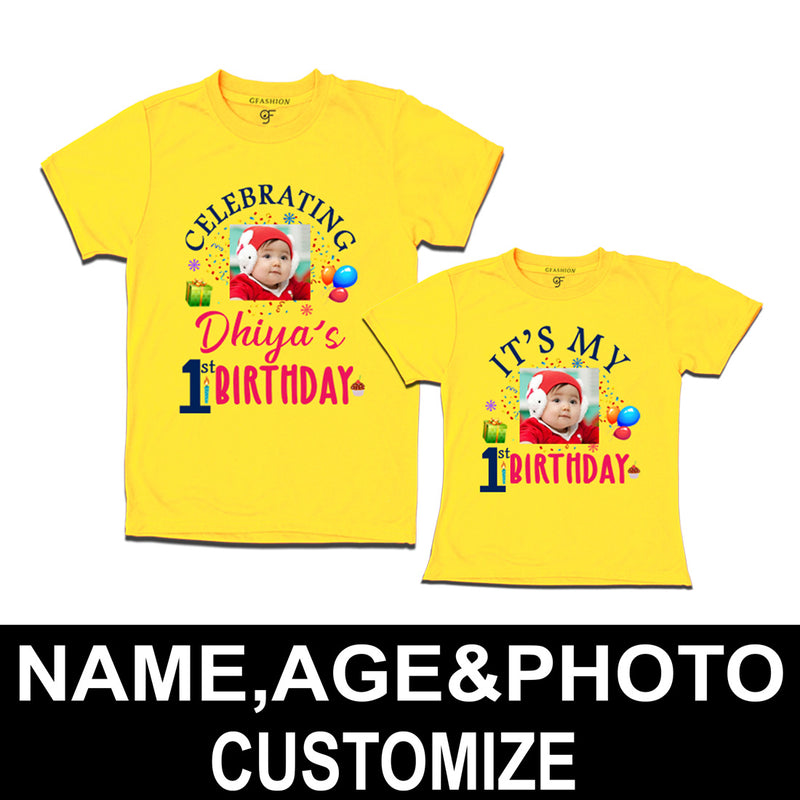 Celebrating Birthday Photo T-shirts for Dad and Daughter in Yellow Color available @ gfashion.jpg