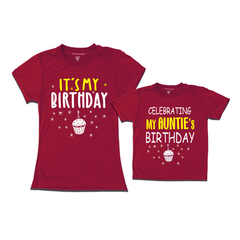 Celebrating My Auntie's Birthday T-shirts in Maroon Color available @ gfashion.jpg