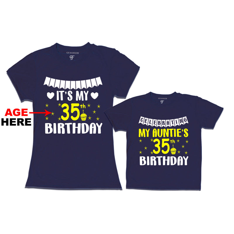Celebrating My Auntie's Birthday T-shirts with Age Customized in Navy Color available @ gfashion.jpg