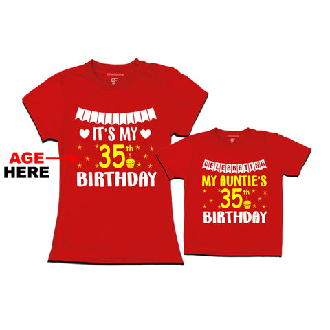 Celebrating My Auntie's Birthday T-shirts with Age Customized in Red Color available @ gfashion.jpg