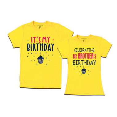 Celebrating My Brother's Birthday T-shirts With Sister in Yellow Color available @ gfashion.jpg