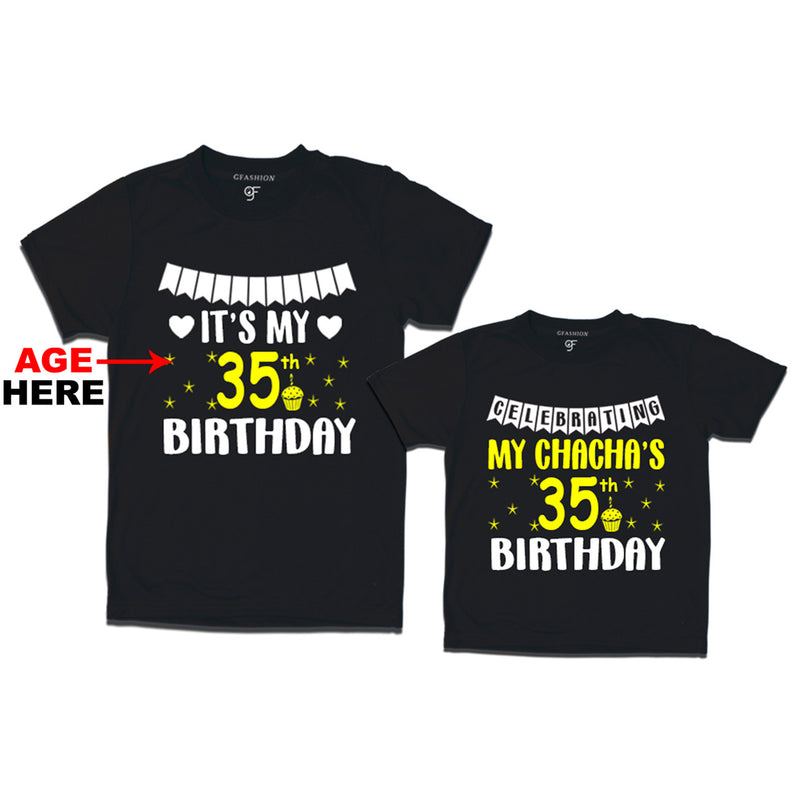Celebrating My Chacha's Birthday T-shirts with Age Customized in Black Color available @ gfashion.jpg