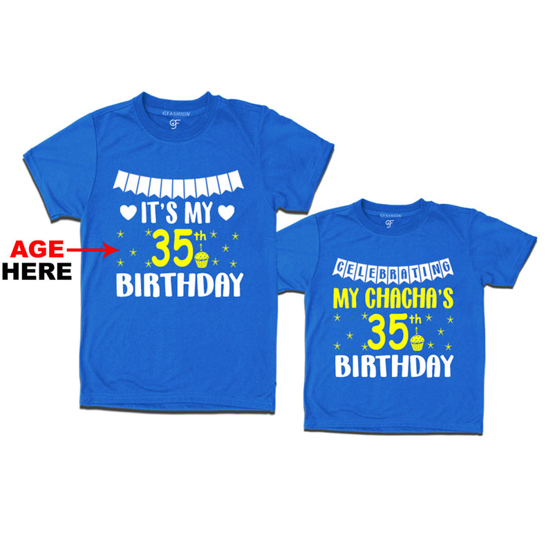 Celebrating My Chacha's Birthday T-shirts with Age Customized in Blue Color available @ gfashion.jpg