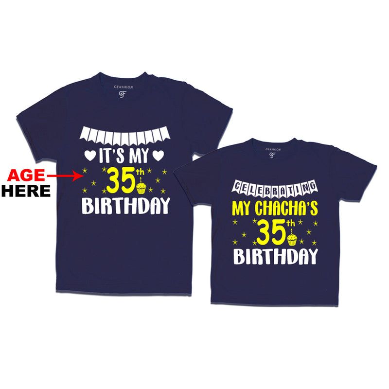 Celebrating My Chacha's Birthday T-shirts with Age Customized in Navy Color available @ gfashion.jpg