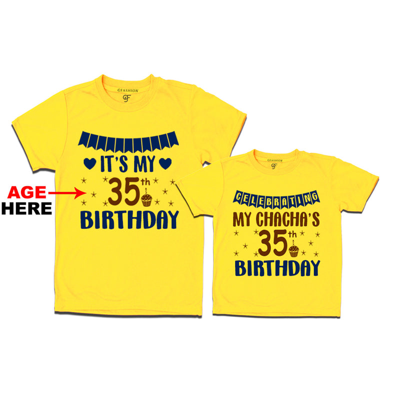 Celebrating My Chacha's Birthday T-shirts with Age Customized in Yellow Color available @ gfashion.jpg