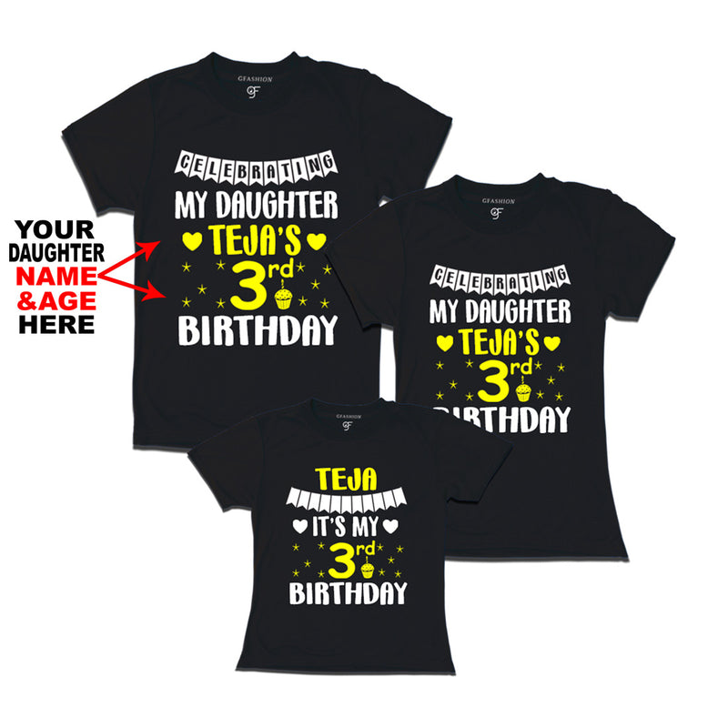 Celebrating My Daughter's Birthday-Name and Age Customized T-shirts With Family in Black Color available @ gfashion.jpg