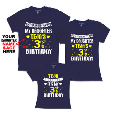 Celebrating My Daughter's Birthday-Name and Age Customized T-shirts With Family in Navy Color available @ gfashion.jpg