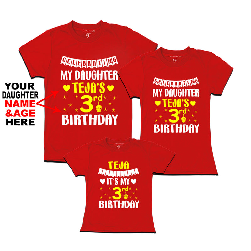 Celebrating My Daughter's Birthday-Name and Age Customized T-shirts With Family in Red Color available @ gfashion.jpg