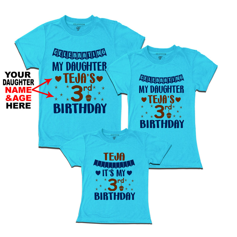Celebrating My Daughter's Birthday-Name and Age Customized T-shirts With Family in Sky Blue Color available @ gfashion.jpg