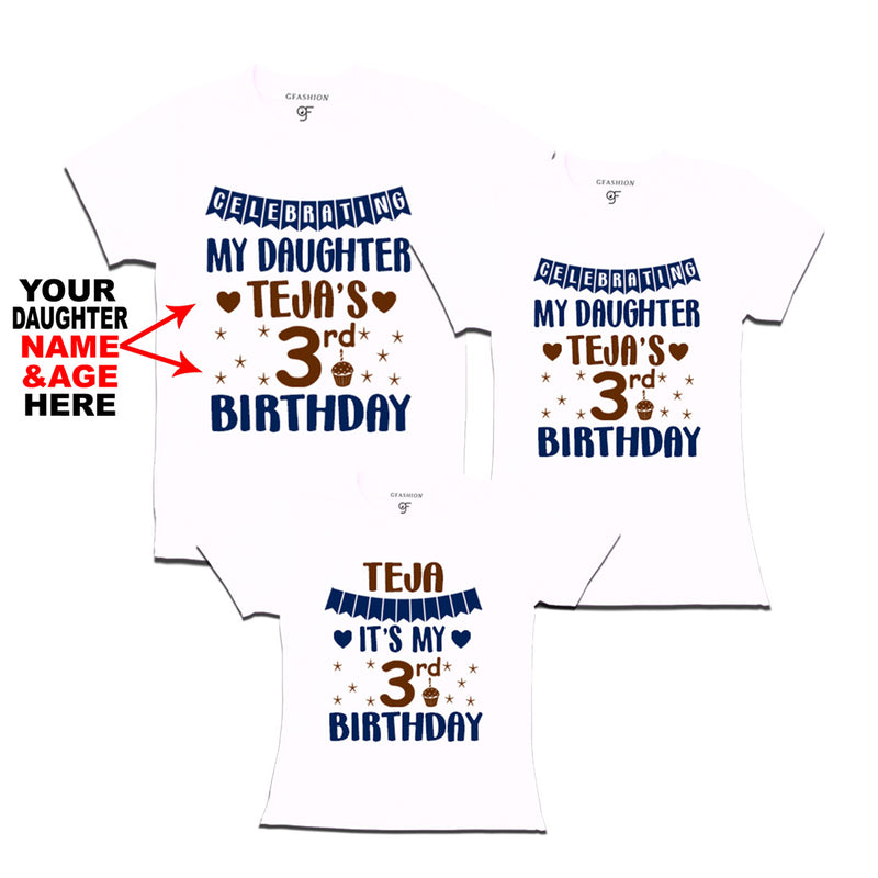Celebrating My Daughter's Birthday-Name and Age Customized T-shirts With Family in White Color available @ gfashion.jpg