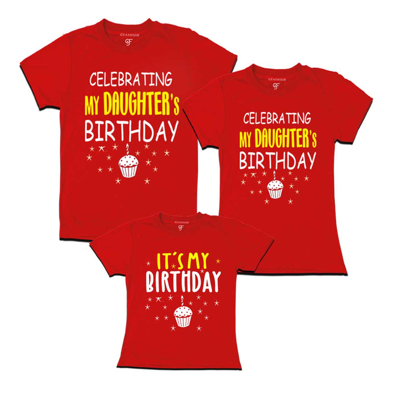 Celebrating My Daughter's Birthday T-shirts With Family in Red Color available @ gfashion.jpg