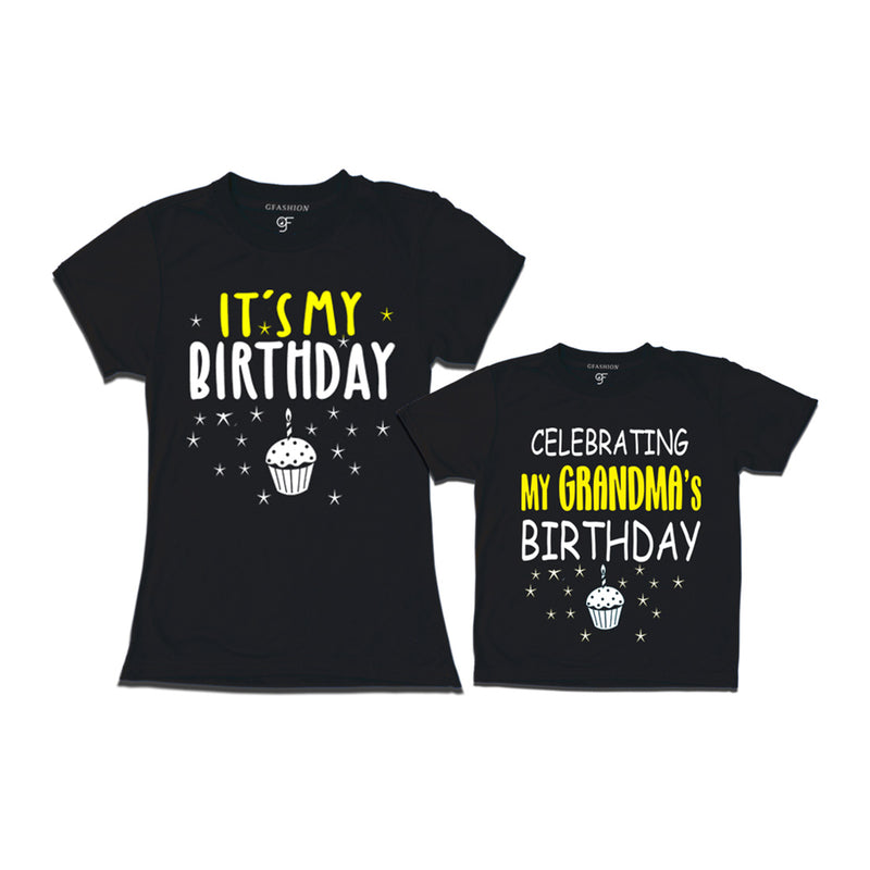 Celebrating My Grandma's Birthday T-shirts in Black Color available @ gfashion.jpg