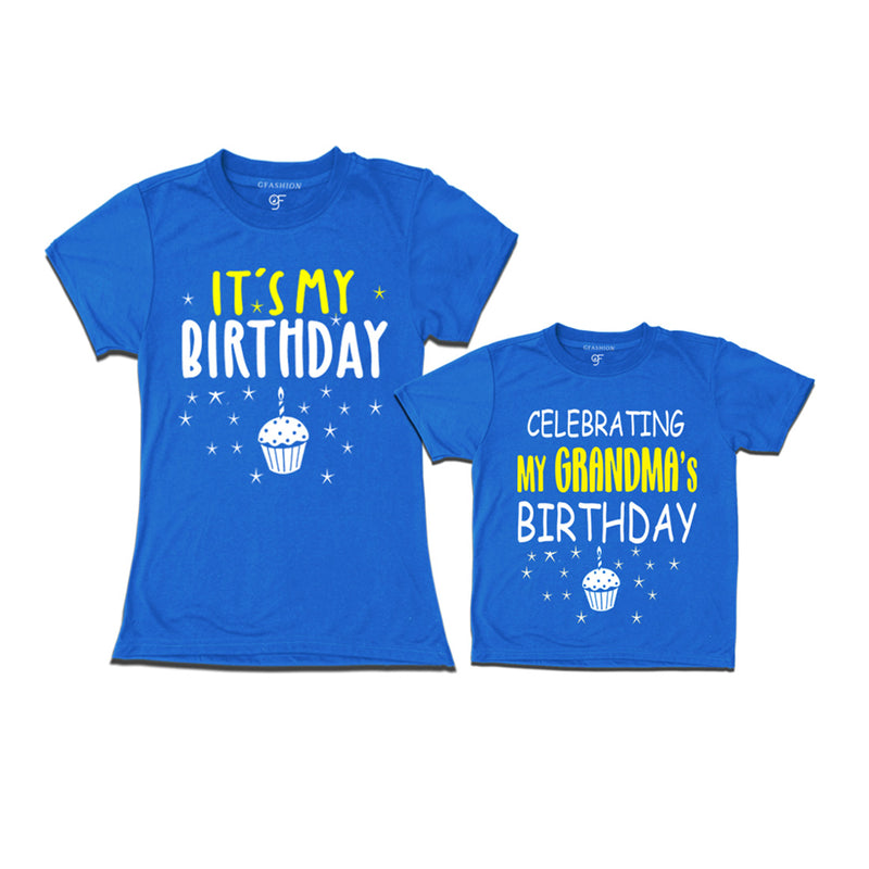 Celebrating My Grandma's Birthday T-shirts in Blue Color available @ gfashion.jpg
