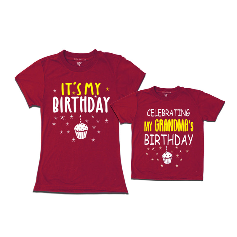 Celebrating My Grandma's Birthday T-shirts in Maroon Color available @ gfashion.jpg