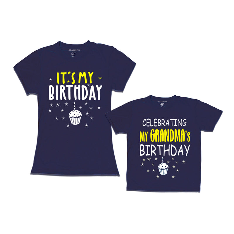 Celebrating My Grandma's Birthday T-shirts in Navy Color available @ gfashion.jpg