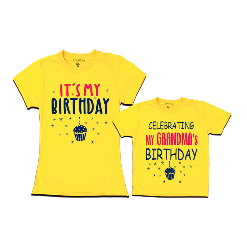 Celebrating My Grandma's Birthday T-shirts in Yellow Color available @ gfashion.jpg
