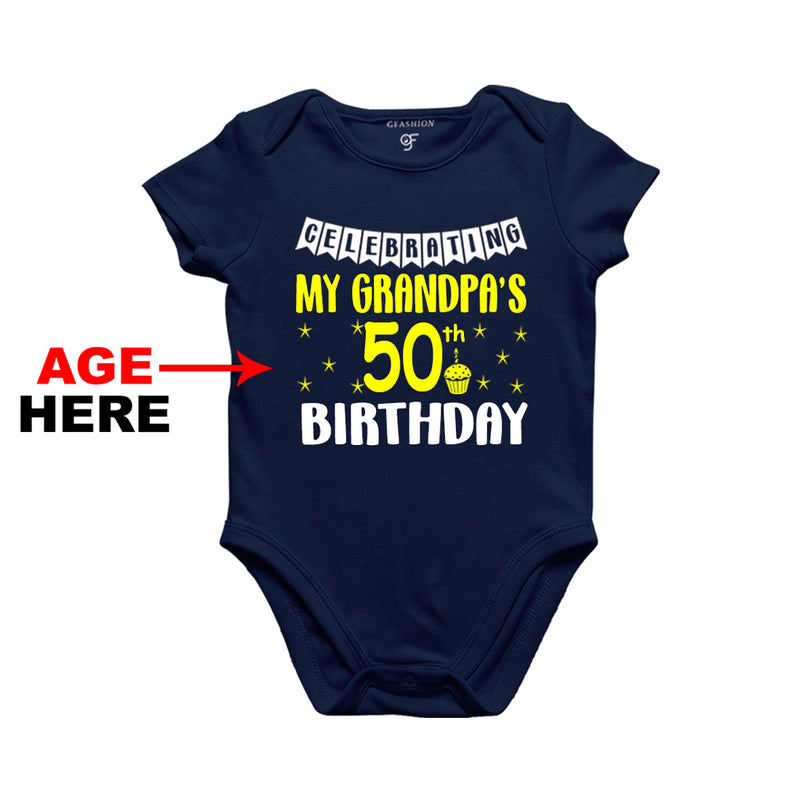 Celebrating My Grandpa's Birthday Age Customized Onesie or Bodysuit or Rompers in Navy Color available @ gfashion.jpg