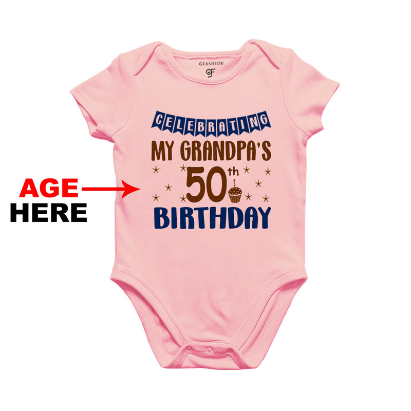 Celebrating My Grandpa's Birthday Age Customized Onesie or Bodysuit or Rompers in Pink Color available @ gfashion.jpg