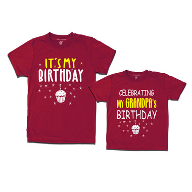 Celebrating My Grandpa's Birthday T-shirts in Maroon Color available @ gfashion.jpg