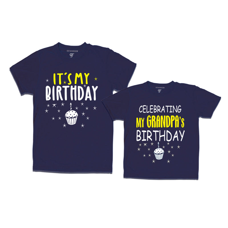 Celebrating My Grandpa's Birthday T-shirts in Navy Color available @ gfashion.jpg