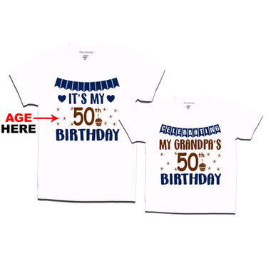 Celebrating My Grandpa's Birthday T-shirts with Age Customized in White Color available @ gfashion.jpg