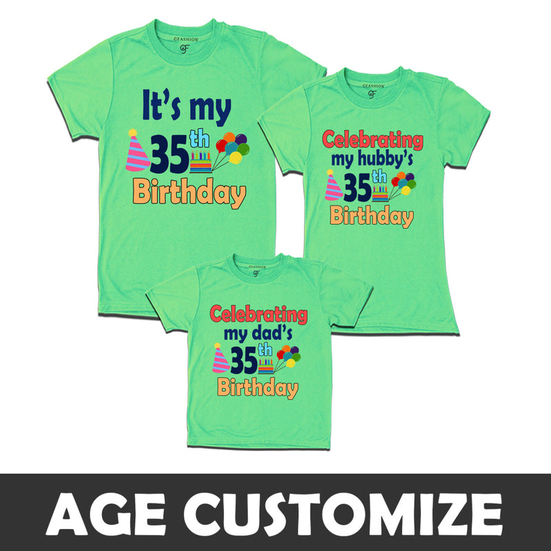 Celebrating My Hubby's Birthday-Age Customized T-shirts With Family in Pista Green Color available @ gfashion.jpg