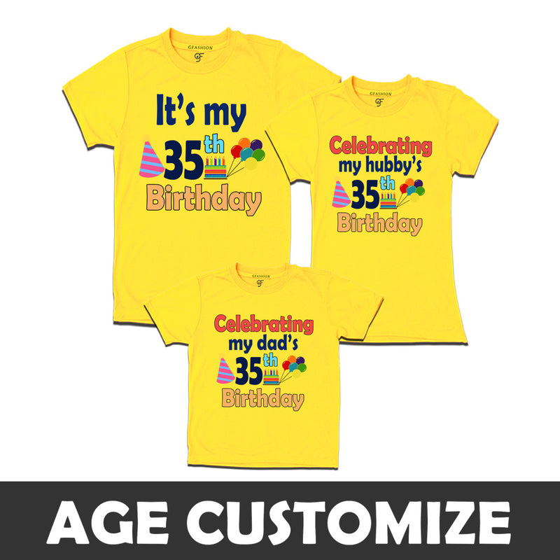 Celebrating My Hubby's Birthday-Age Customized T-shirts With Family in Yellow Color available @ gfashion.jpg