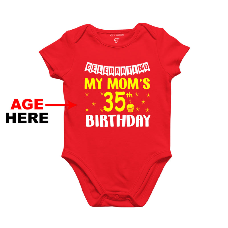 Celebrating My Mom's Birthday Age Customized Onesie or Bodysuit or Rompers in Red Color available @ gfashion.jpg