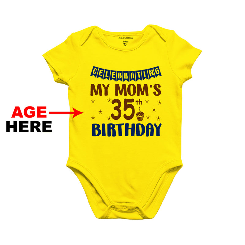 Celebrating My Mom's Birthday Age Customized Onesie or Bodysuit or Rompers in Yellow Color available @ gfashion.jpg