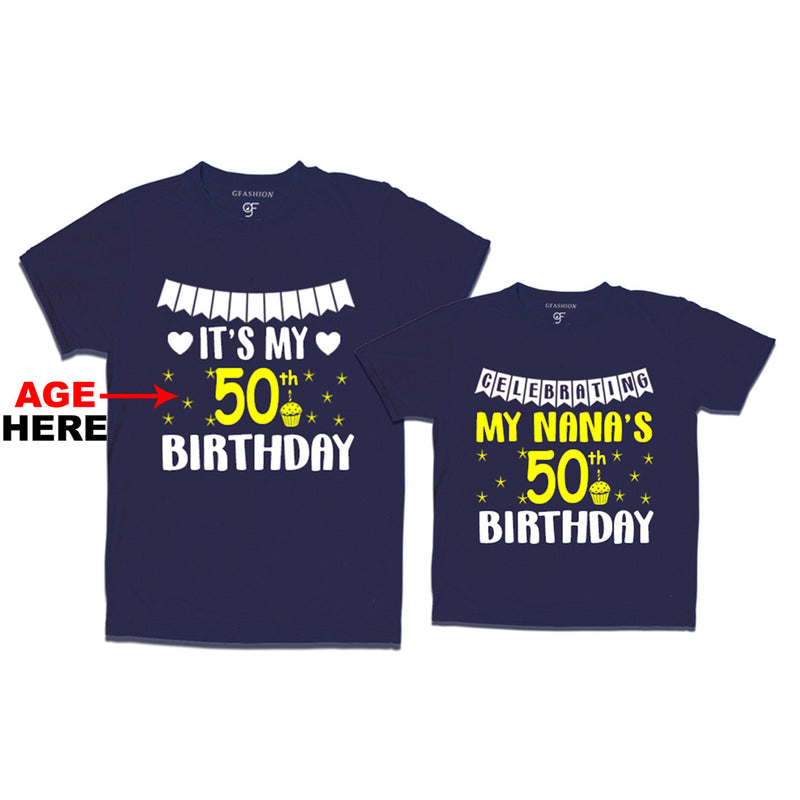 Celebrating My Nana's Birthday T-shirts with Age Customized in Navy Color available @ gfashion.jpg