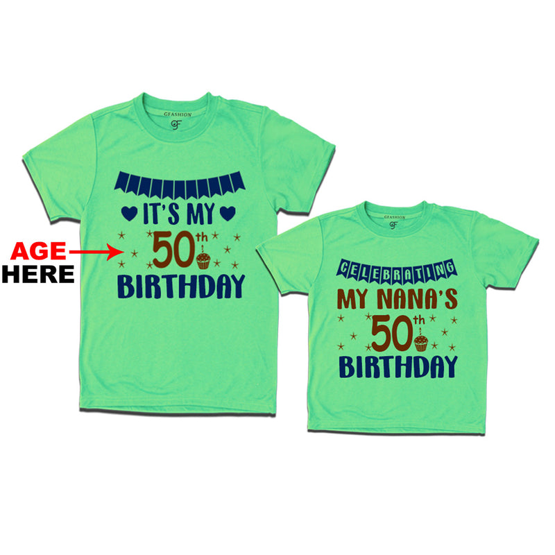 Celebrating My Nana's Birthday T-shirts with Age Customized in Pista Green Color available @ gfashion.jpg