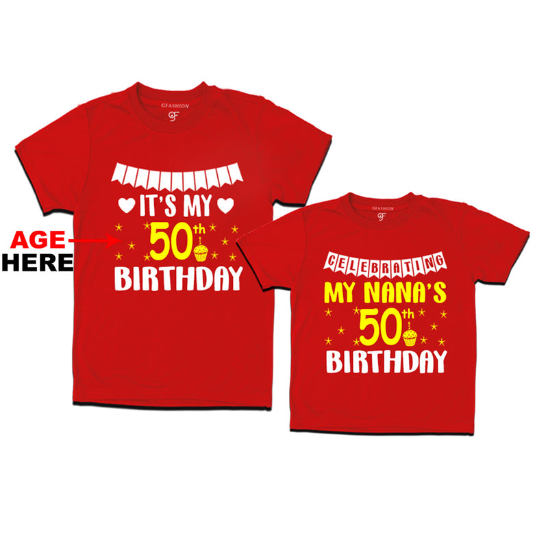 Celebrating My Nana's Birthday T-shirts with Age Customized in Red Color available @ gfashion.jpg