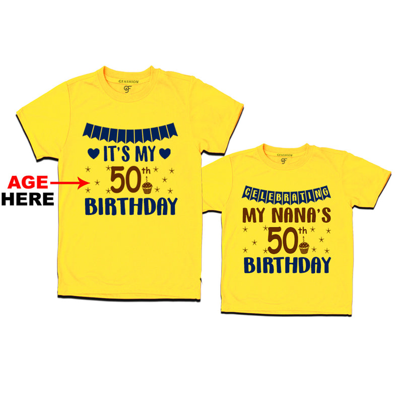 Celebrating My Nana's Birthday T-shirts with Age Customized in Yellow Color available @ gfashion.jpg