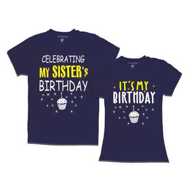 Celebrating My Sister's Birthday T-shirts With Brother in Navy Color available @ gfashion.jpg