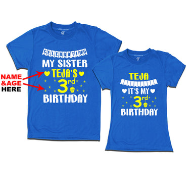 Celebrating My Sister's Birthday With Name and Age Customized T-shirts in Blue Color available @ gfashion.jpg