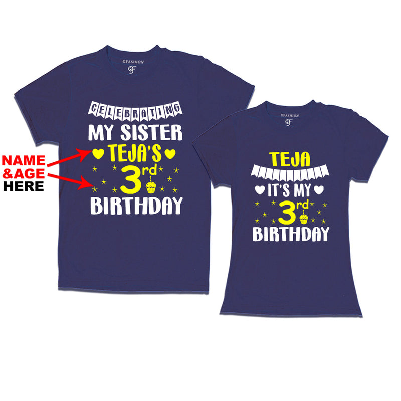 Celebrating My Sister's Birthday With Name and Age Customized T-shirts in Navy Color available @ gfashion.jpg