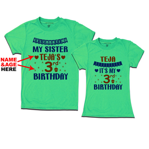 Celebrating My Sister's Birthday With Name and Age Customized T-shirts in Pista Green Color available @ gfashion.jpg