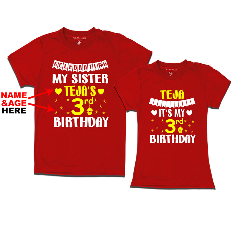 Celebrating My Sister's Birthday With Name and Age Customized T-shirts in Red Color available @ gfashion.jpg