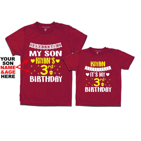 Celebrating My Son's Birthday-Name and Age Customized T-shirts With Dad in Maroon Color available @ gfashion.jpg