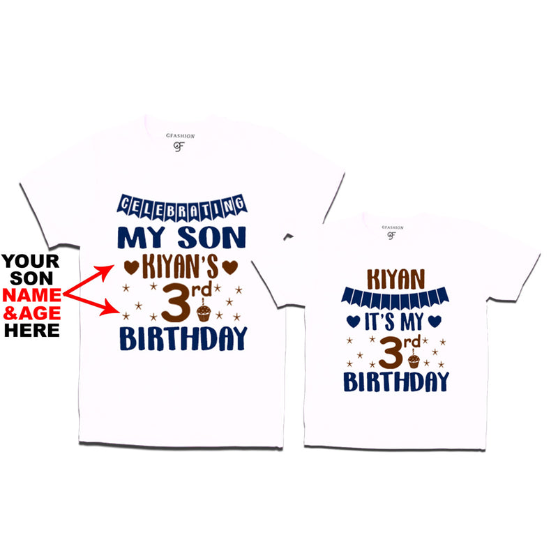 Celebrating My Son's Birthday-Name and Age Customized T-shirts With Dad in White Color available @ gfashion.jpg