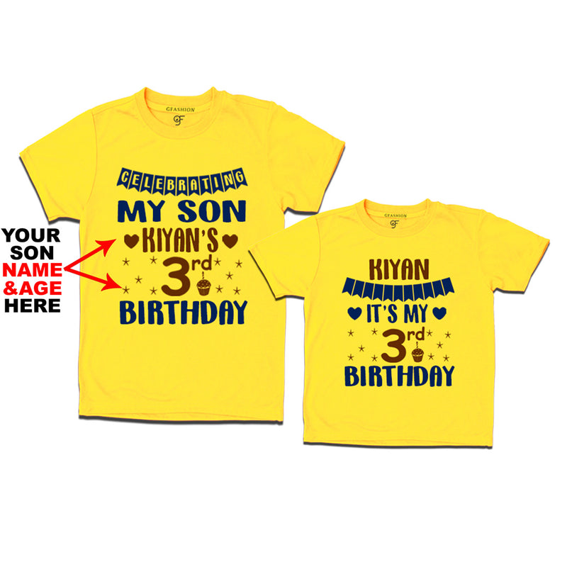Celebrating My Son's Birthday-Name and Age Customized T-shirts With Dad in Yellow Color available @ gfashion.jpg