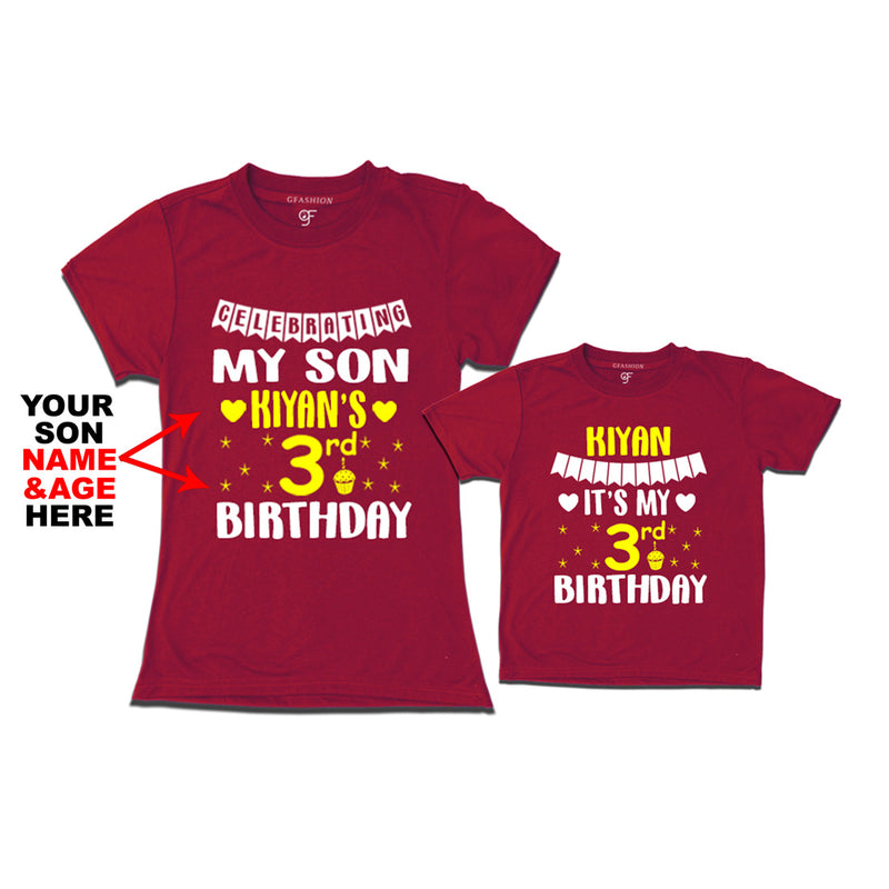 Celebrating My Son's Birthday-Name and Age Customized T-shirts With Mom in Maroon Color available @ gfashion.jpg