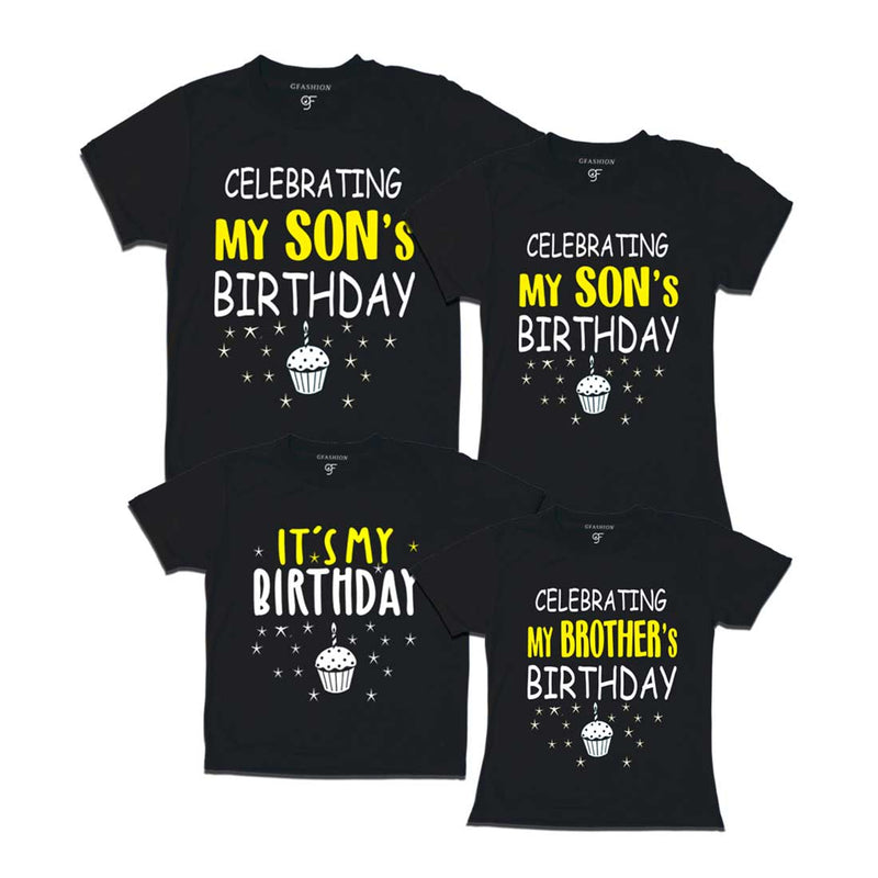 Celebrating My Son's Birthday Family T-shirts in Black Color available @ gfashion.jpg